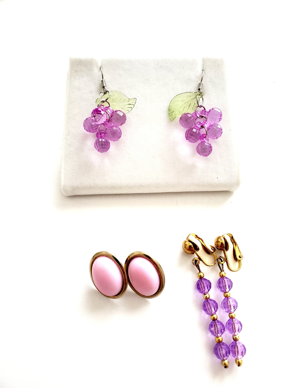 Vintage Pink & Purple Bead Earrings Set